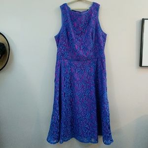 Adrianna Papell Blue Purple Lace Dress